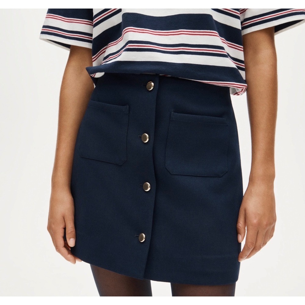 J. Jill Navy Blue Ponte Button Front Utility Skirt Plus Size 3X NWT